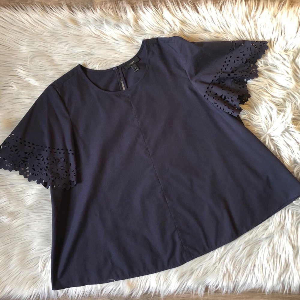 JCrew Swing Top w/ Laser Cut Floral Detail Sleeves